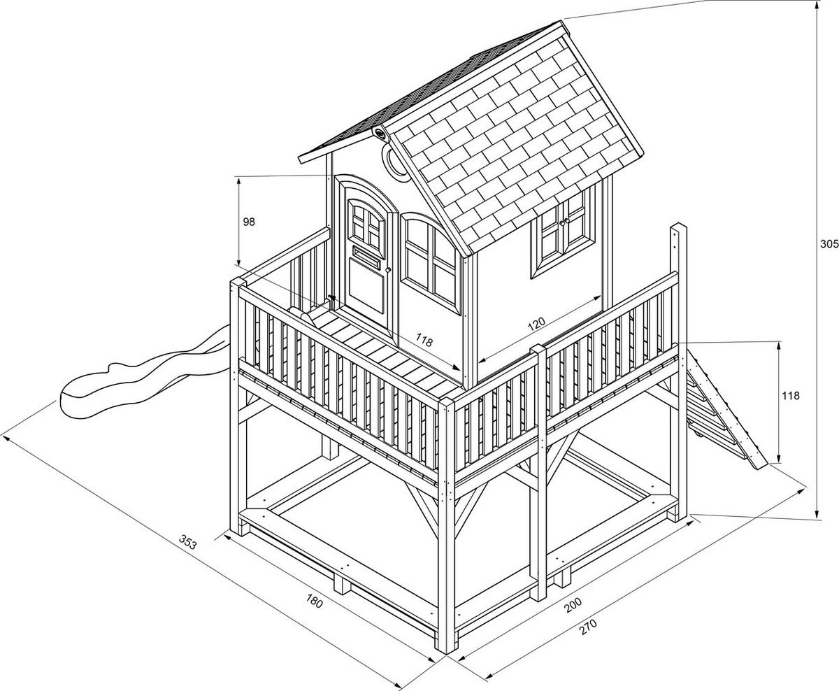 SPIELTURM 377/291/255 cm SPIELTURM LIAM  - Beige/Braun, Basics, Holz/Kunststoff (377/291/255cm) - Ambia Garden