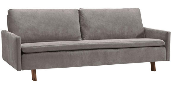 SCHLAFSOFA Flachgewebe Greige - Greige/Eichefarben, KONVENTIONELL, Holz/Textil (220/85/98cm) - Carryhome