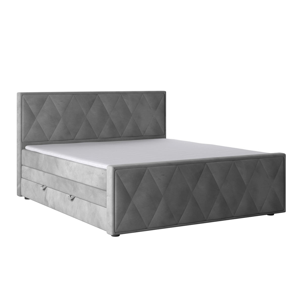 BOXSPRINGBETT 180/200 cm  in Hellgrau  - Hellgrau/Schwarz, Modern, Karton/Holzwerkstoff (180/200cm) - MID.YOU