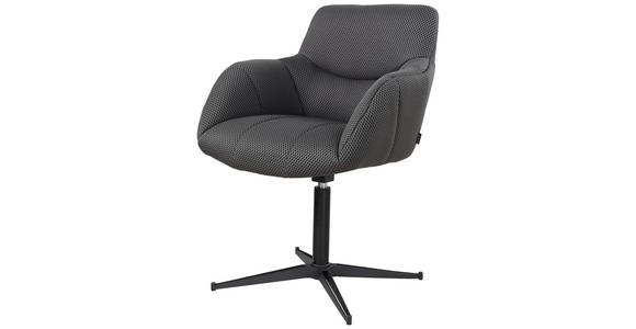 ARMLEHNSTUHL in Eisen Webstoff - Schwarz/Grau, Design, Textil/Metall (63/85/66cm) - Novel