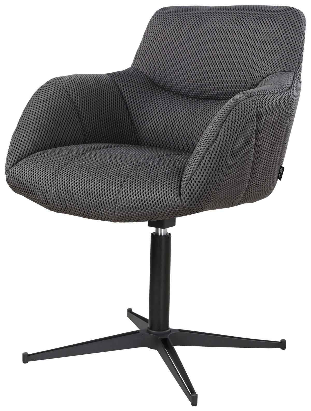 STOL MED ARMSTÖD järn vävt tyg  - grå/svart, Design, metall/textil (63/85/66cm) - Novel