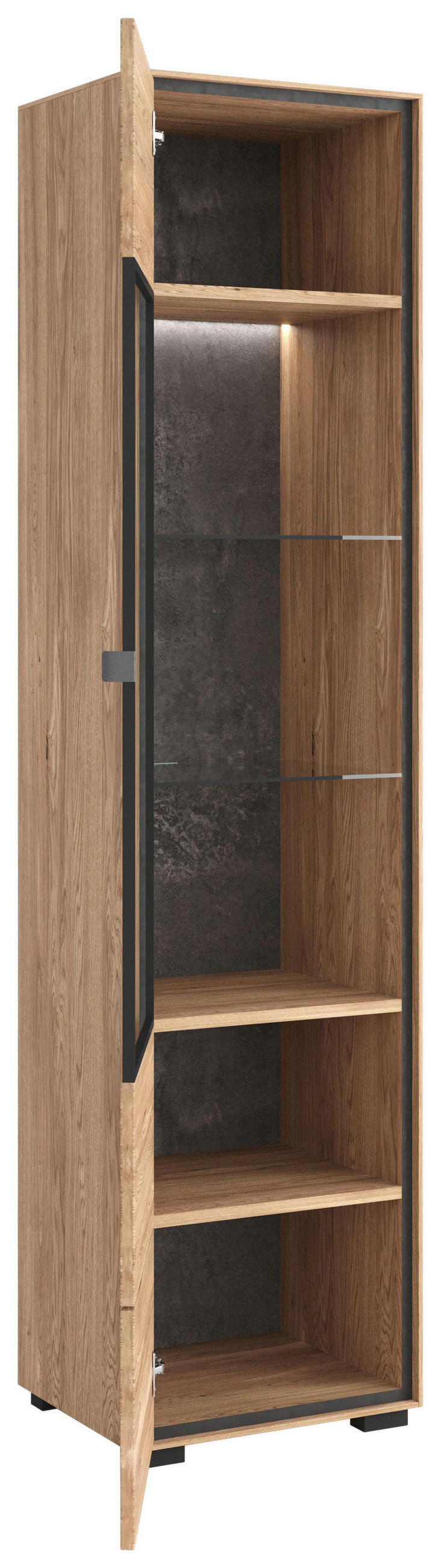 VITRINE  in massiv Eiche Eichefarben - Eichefarben/Schwarz, Design, Holz/Holzwerkstoff (50/202/40cm) - Livetastic