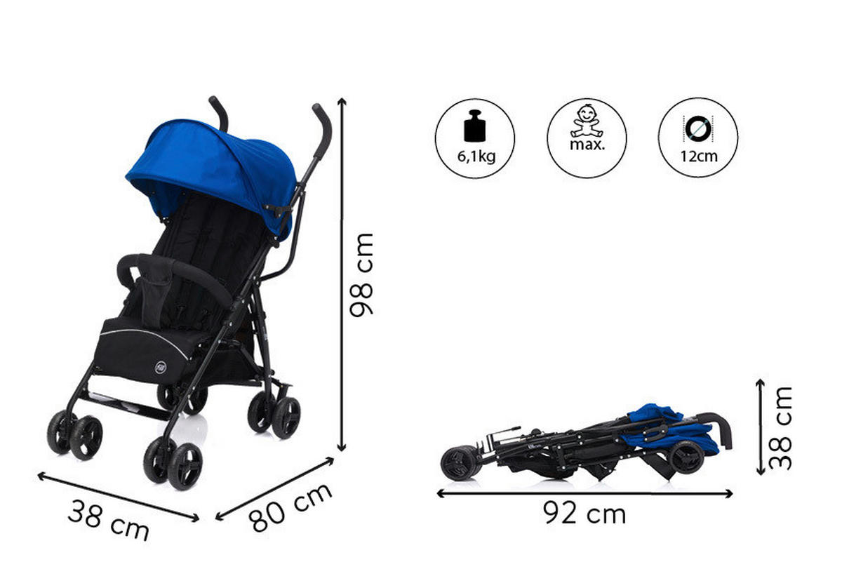 KIŠOBRAN KOLICA  GLIDER  - Basics, metal/plastika (38/98/80cm) - Fillikid