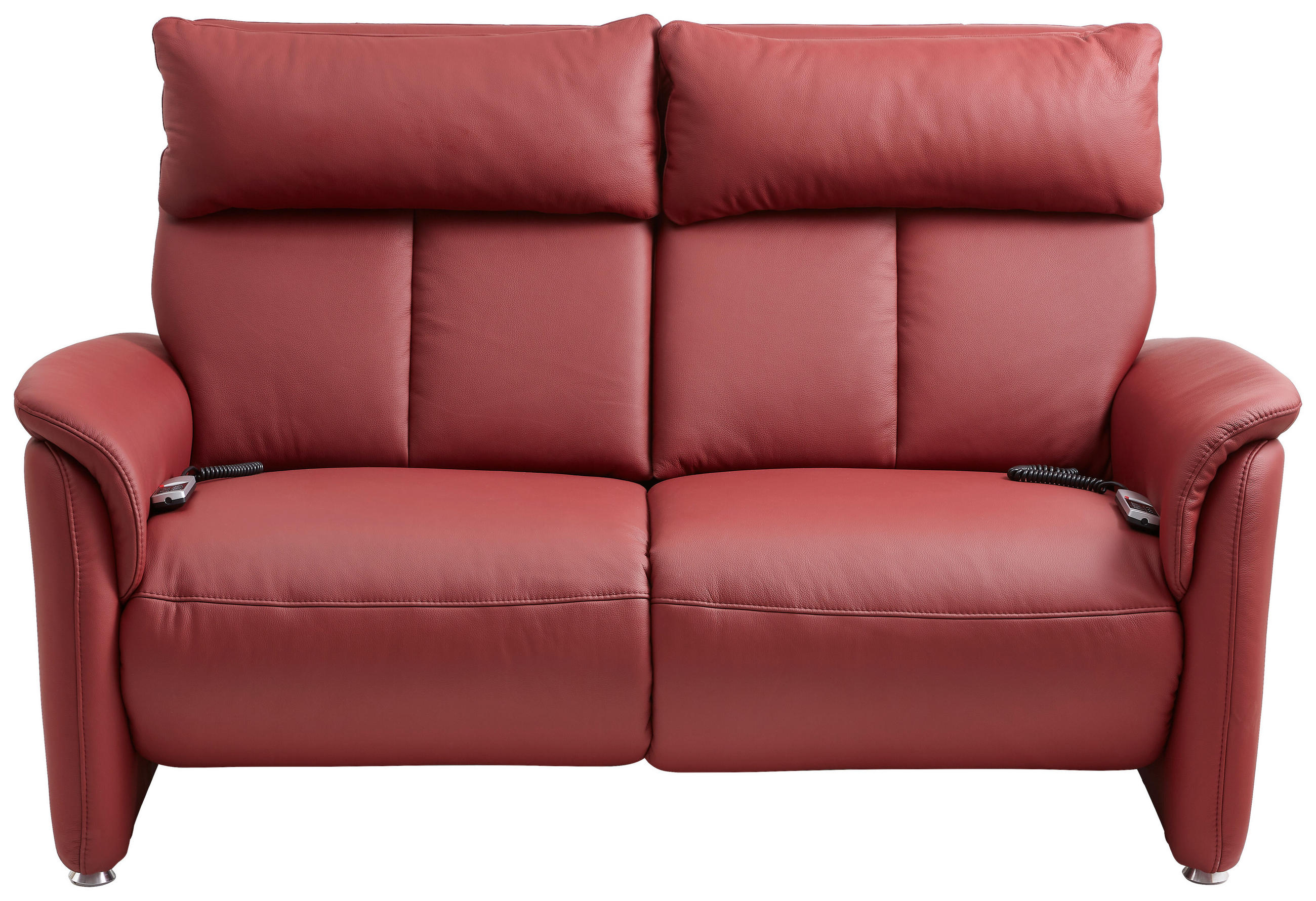 2-SITZER-SOFA Echtleder Dunkelrot  - Alufarben/Dunkelrot, KONVENTIONELL, Leder/Metall (171/108/99cm) - Cantus