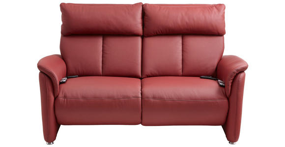 2-SITZER-SOFA Dunkelrot Echtleder  - Alufarben/Dunkelrot, KONVENTIONELL, Leder/Metall (171/108/99cm) - Cantus