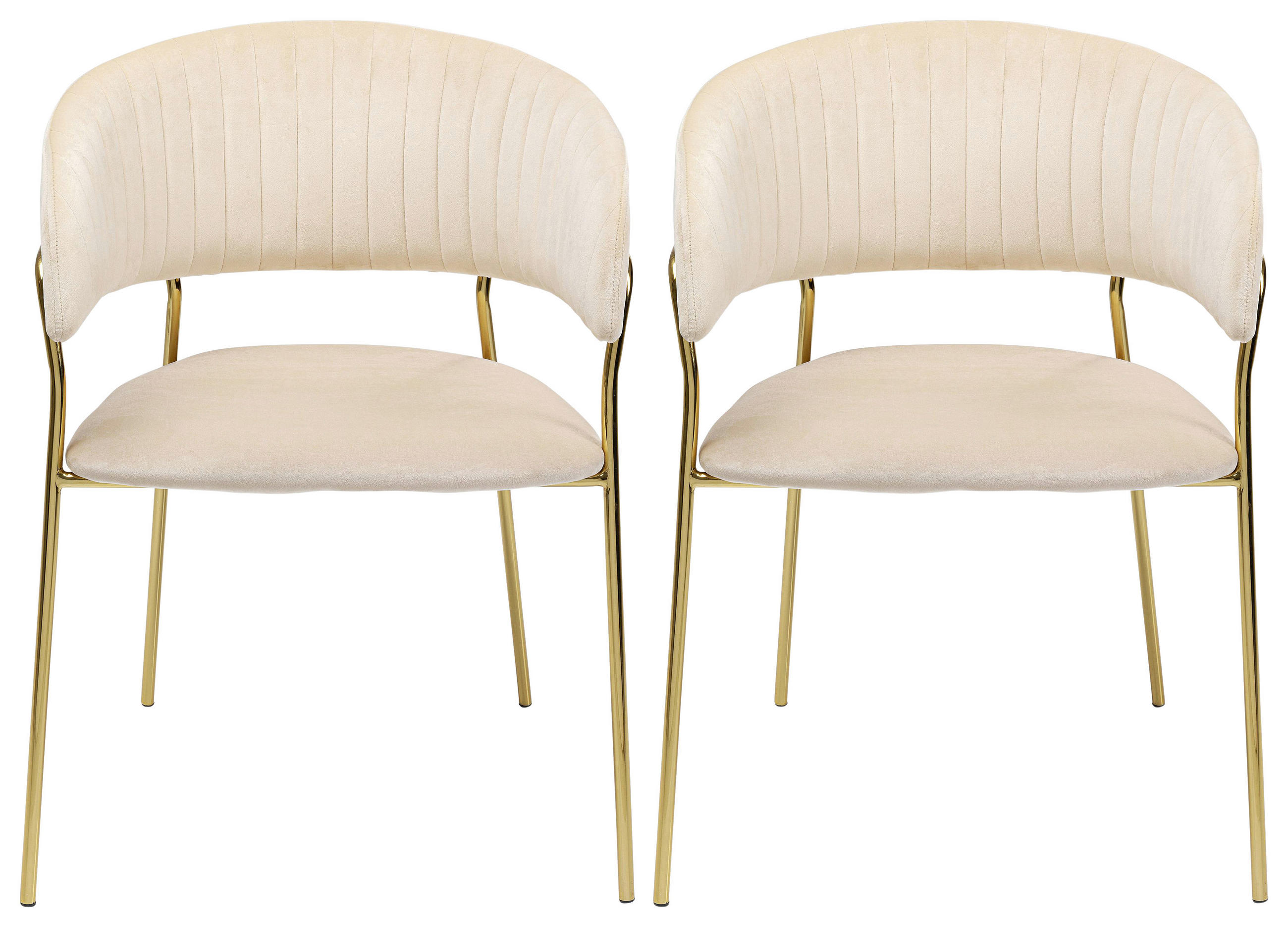 ARMLEHNSTUHL-SET 2 Stück in Samt - Messingfarben/Creme, Trend, Textil/Metall (57/77,5/54cm) - Kare-Design
