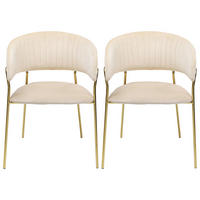 ARMLEHNSTUHL-SET 2 Stück  in Samt  - Messingfarben/Creme, Trend, Textil/Metall (57/77,5/54cm) - Kare-Design