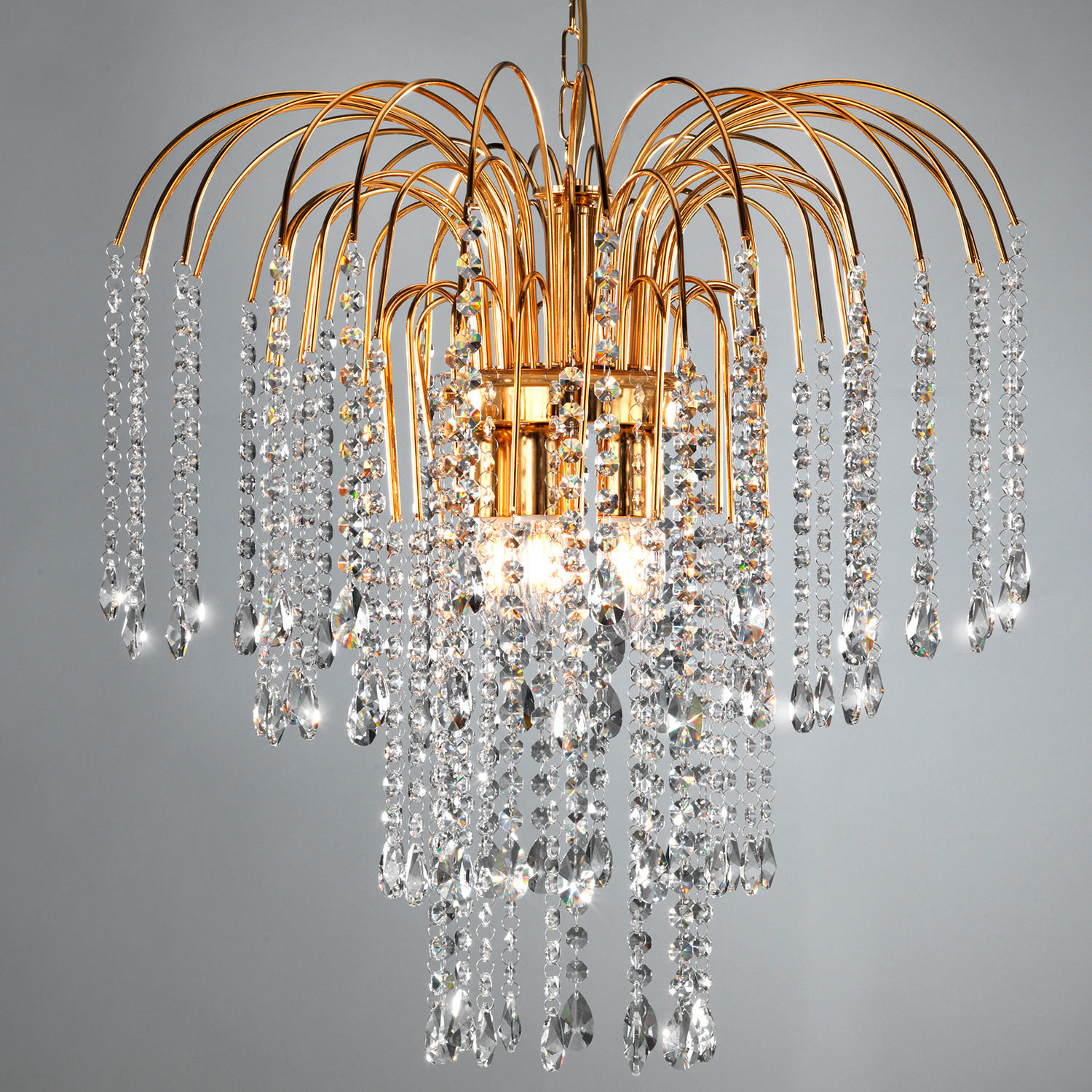 KRISTALL-HÄNGELEUCHTE 50/110 cm   - Goldfarben, KONVENTIONELL, Glas/Metall (50/110cm)