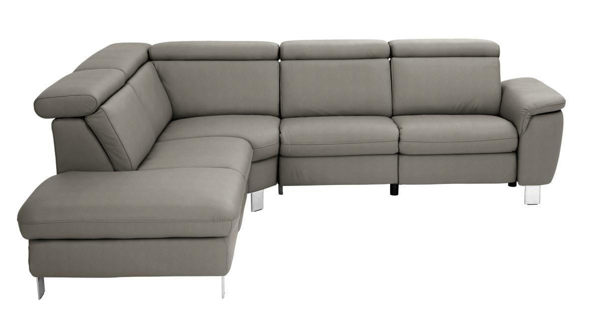 HÖRNSOFFA i äkta läder gråbrun  - gråbrun/aluminiumfärg, Design, metall/läder (242/271cm) - Livetastic
