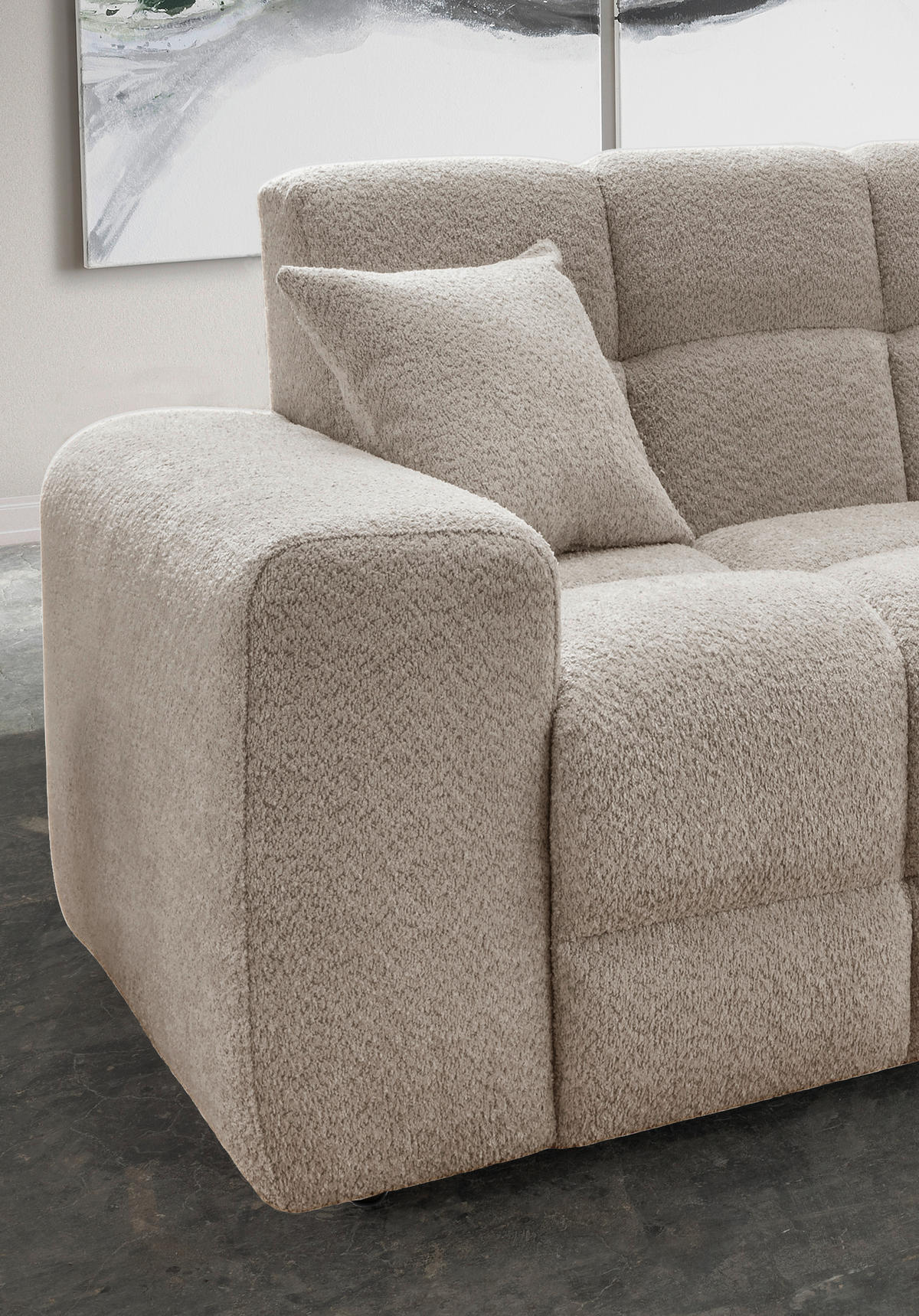 VIERSITZER-SOFA in Bouclé Beige  - Beige/Schwarz, MODERN, Kunststoff/Textil (300/87/120cm) - Livetastic