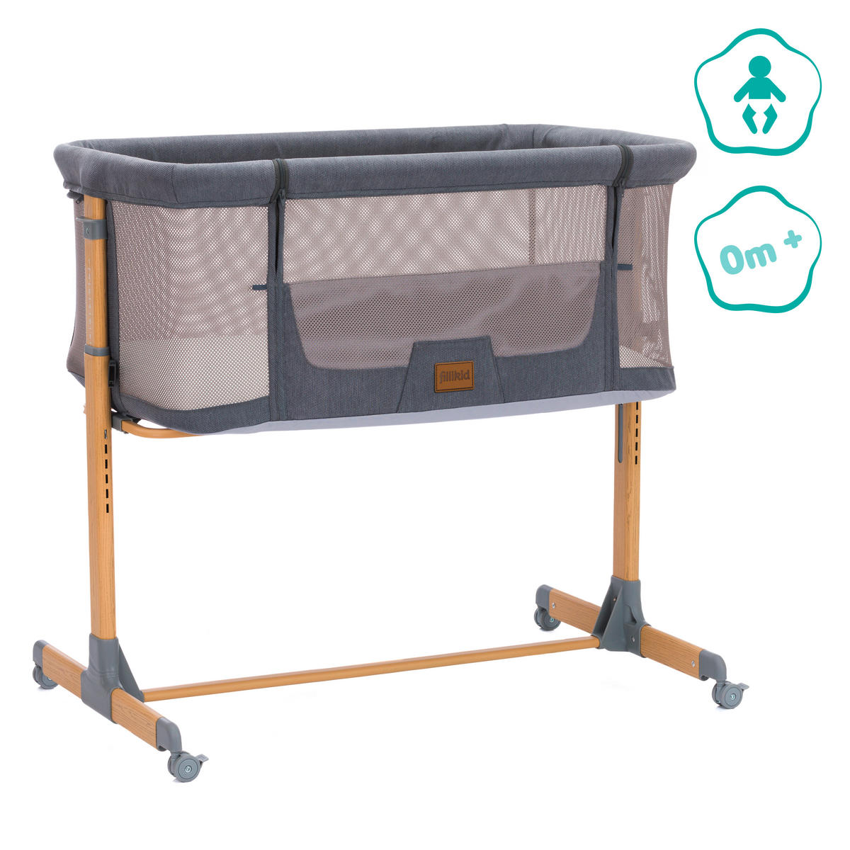 BEISTELLBETT Air   - Grau, Basics, Textil/Metall (80/45cm)