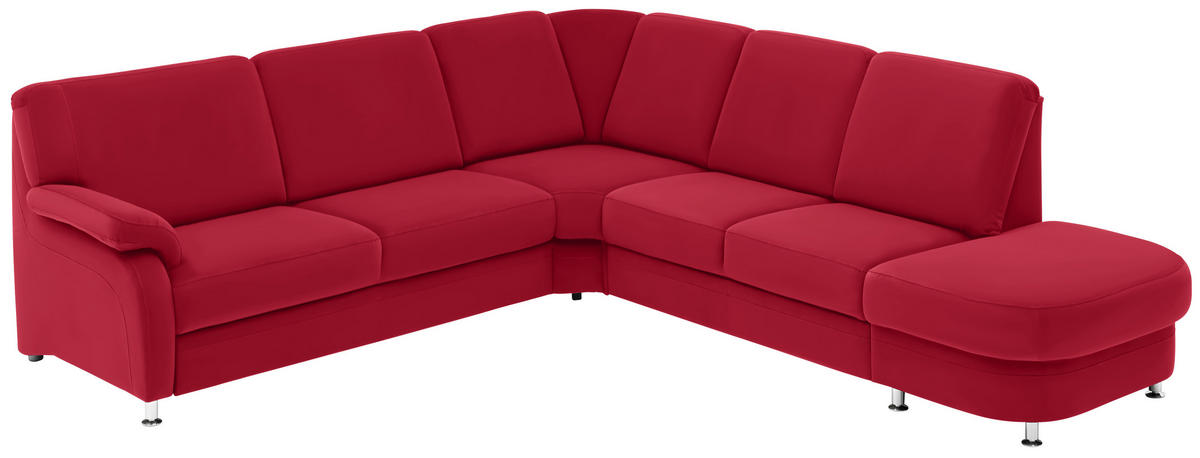ECKSOFA in Flachgewebe Rot  - Rot/Alufarben, Konventionell, Textil/Metall (269/287cm) - Beldomo System