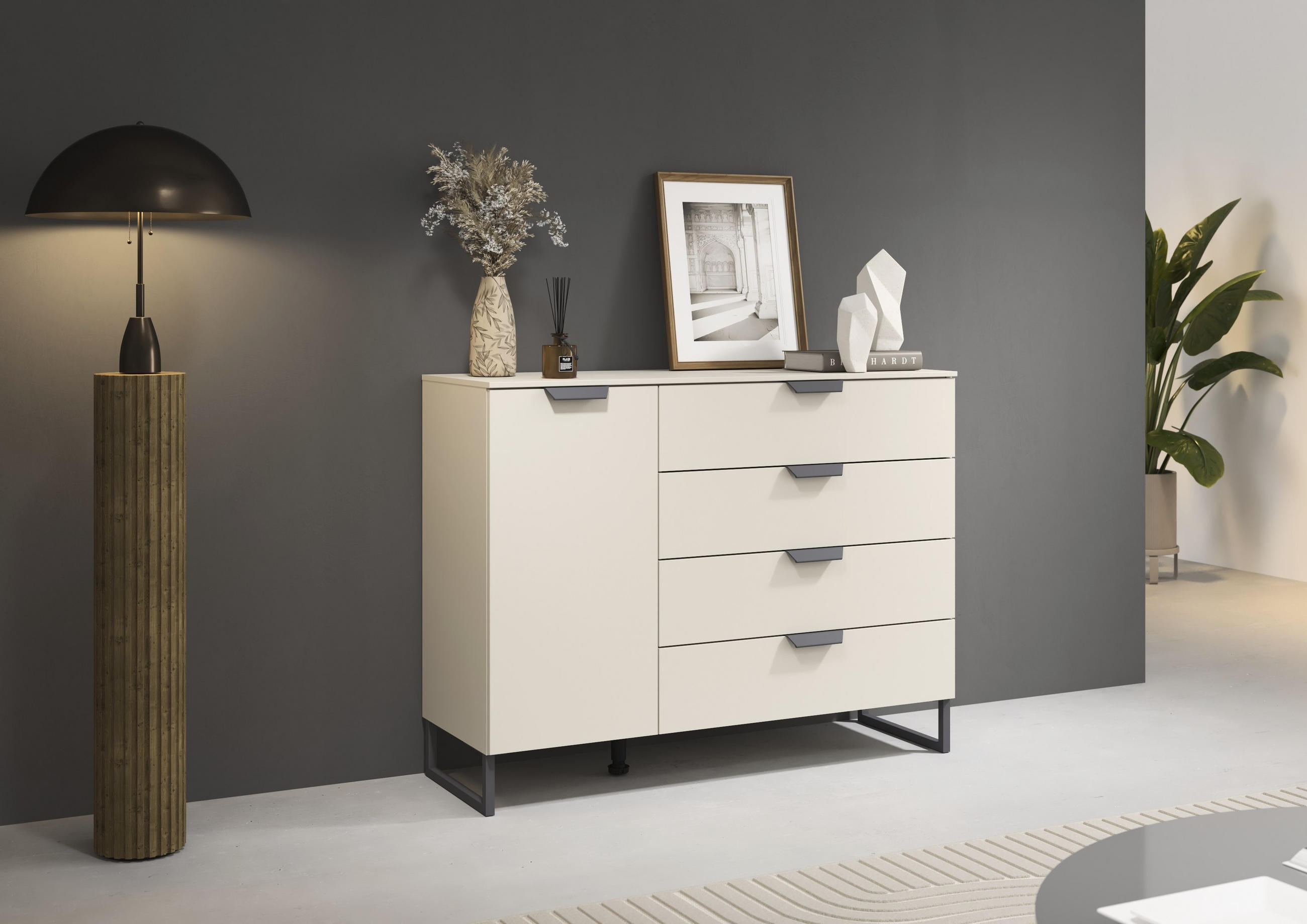 KOMMODE  in 120/92/42 cm  - Champagner/Dunkelgrau, Design, Holzwerkstoff/Metall (120/92/42cm) - Carryhome