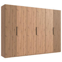 DREHTÜRENSCHRANK 300/216/58 cm 6-türig Eiche Artisan  - Schwarz/Eiche Artisan, MODERN, Holzwerkstoff/Metall (300/216/58cm) - MID.YOU
