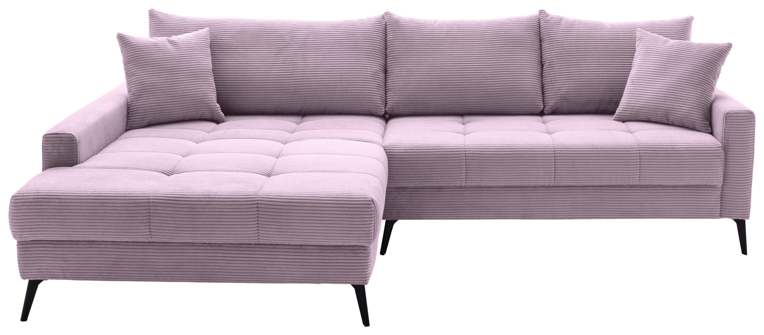 ECKSOFA Lila Cord  - Lila/Schwarz, KONVENTIONELL, Textil/Metall (173/280cm) - Hom`in