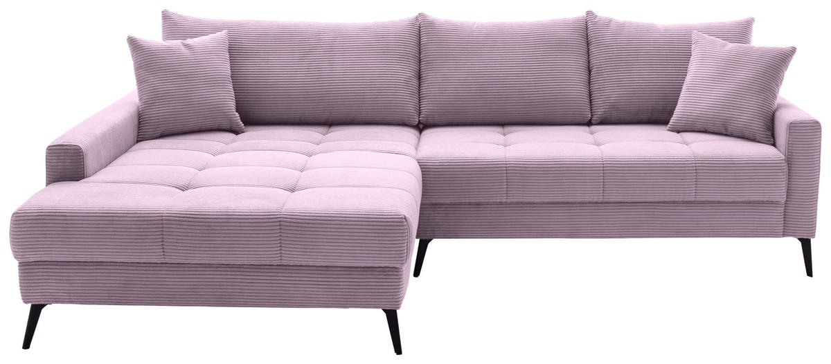 ECKSOFA Lila Cord  - Lila/Schwarz, KONVENTIONELL, Textil/Metall (173/280cm) - Hom`in