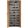SCHUHSCHRANK 80/200/38 cm  - Eichefarben/Silberfarben, Basics, Holzwerkstoff/Kunststoff (80/200/38cm) - Moderano