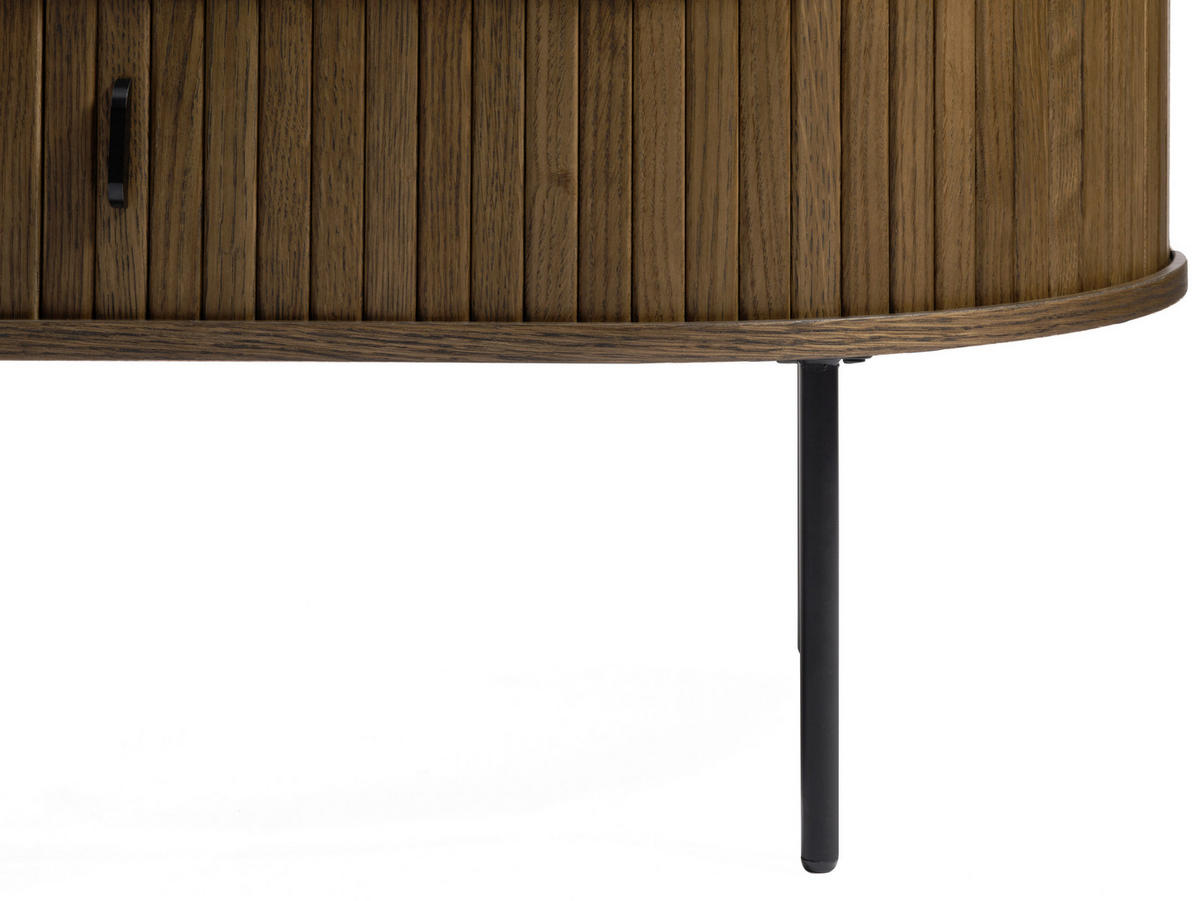 COUCHTISCH furniert 120/60/45 cm oval Eichefarben  - Eichefarben/Schwarz, Trend, Holzwerkstoff/Metall (120/60/45cm) - home24