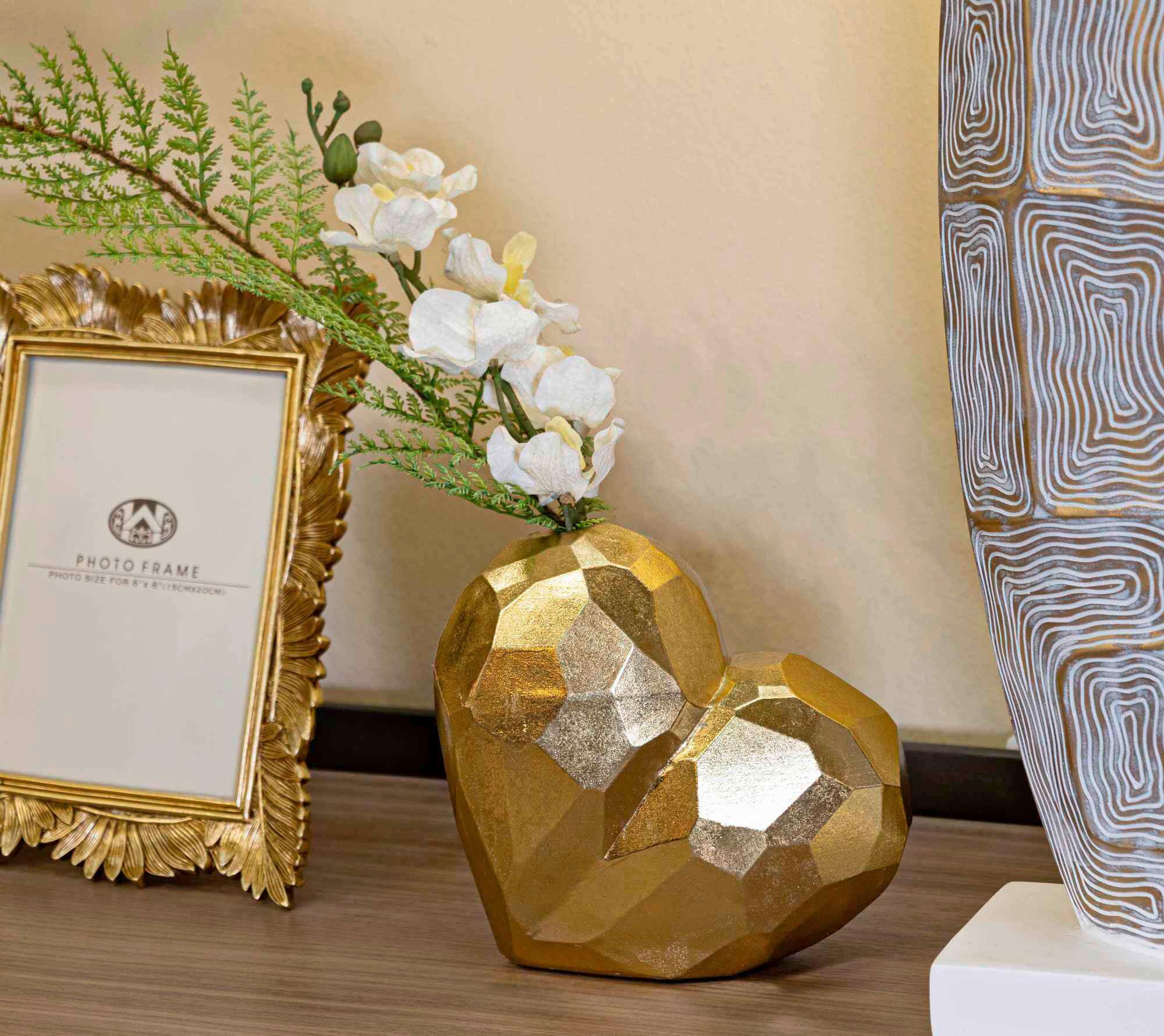 Vase Heart Gold  - Goldfarben, Basics, Kunststoff (19/18/9cm)