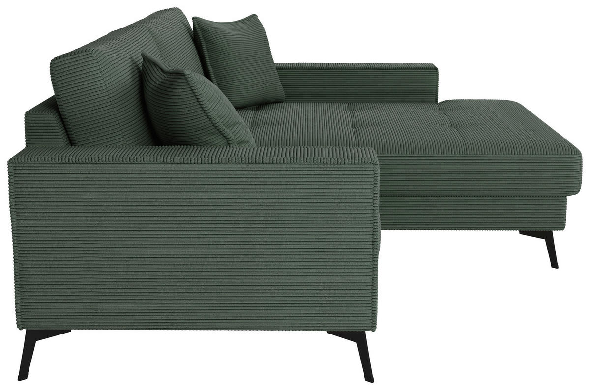 ECKSOFA TED Dunkelgrün Cord Zierkissen  - Dunkelgrün/Schwarz, Trend, Textil/Metall (228/174cm) - P & B