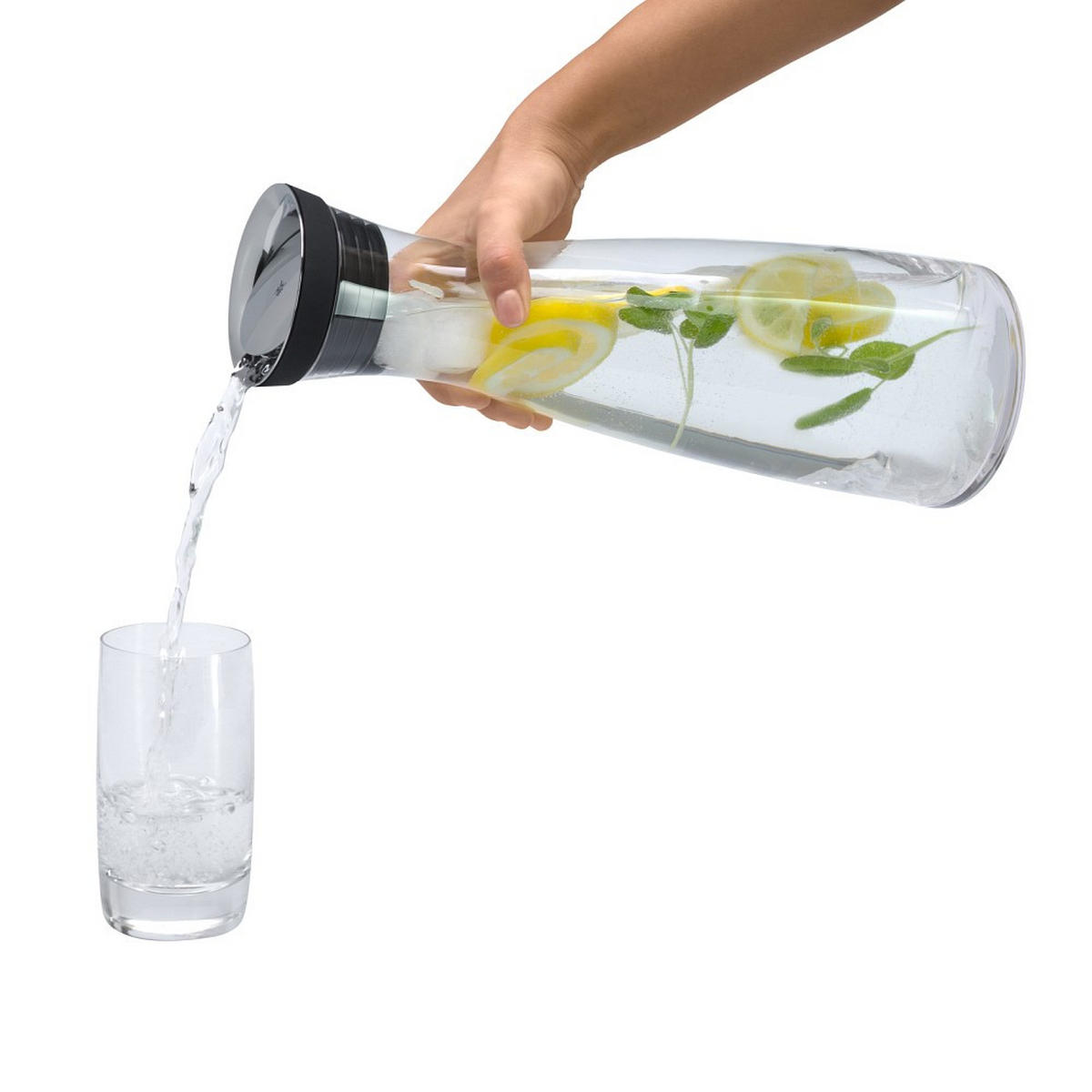 WASSERKARAFFE 1,5 l  - Klar/Schwarz, Design, Glas/Kunststoff (1,5l) - WMF