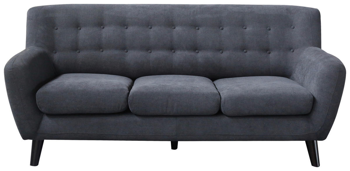 3-SITZER-SOFA Mikrofaser Schwarz, Dunkelgrau  - Dunkelgrau/Schwarz, MODERN, Holz/Textil (181/82/85cm) - MID.YOU