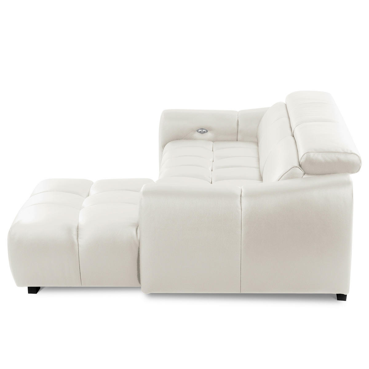 ECKSOFA  Echtleder Weiss  - Weiss/Schwarz, Design, Leder/Kunststoff (274/177cm) - Livetastic