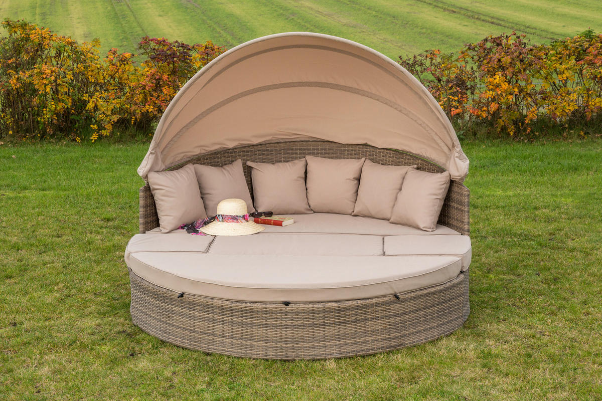 GARTENMUSCHEL 180/88/183 cm  - Beige/Naturfarben, KONVENTIONELL, Kunststoff/Textil (180/88/183cm) - Gardenson