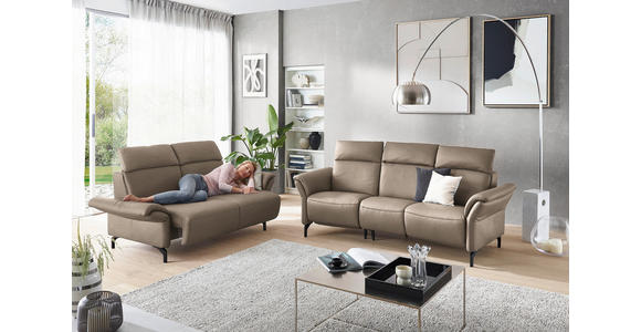 2-SITZER-SOFA  in Mikrofaser Taupe  - Taupe/Schwarz, KONVENTIONELL, Textil/Metall (178/103/95cm) - Dieter Knoll