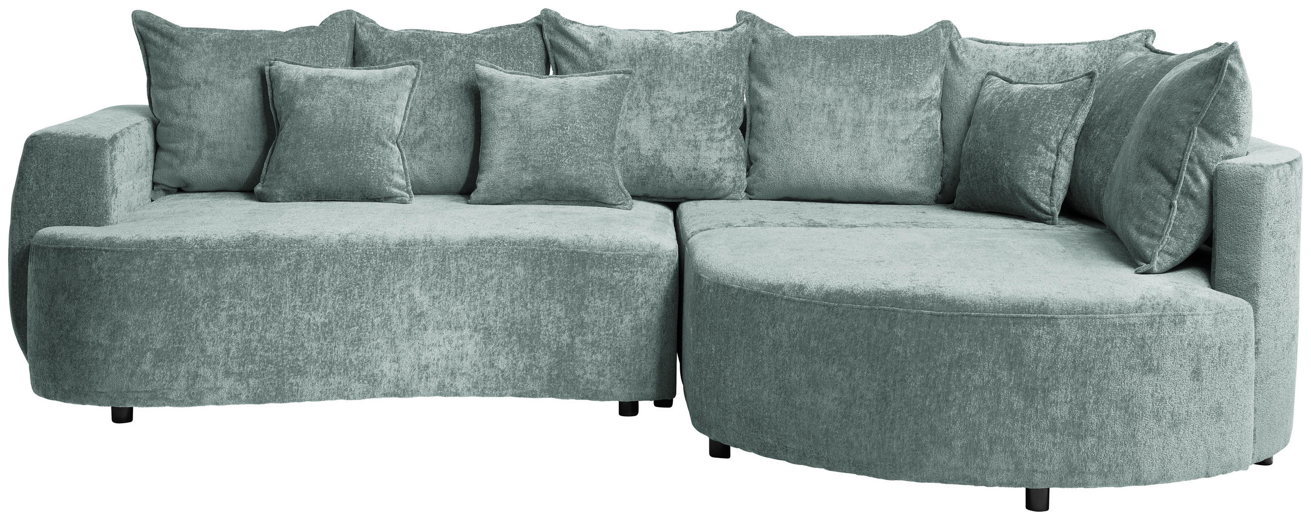 ECKSOFA in Chenille Mintgrün  - Schwarz/Mintgrün, Design, Kunststoff/Textil (307/194cm) - Carryhome