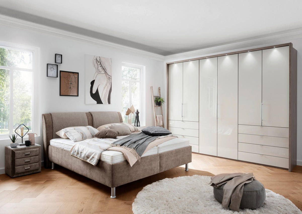 POLSTERBETT 180/200 cm  in Schlammfarben  - Weiss/Schlammfarben, Konventionell, Holz/Holzwerkstoff (180/200cm) - Beldomo - Sleep