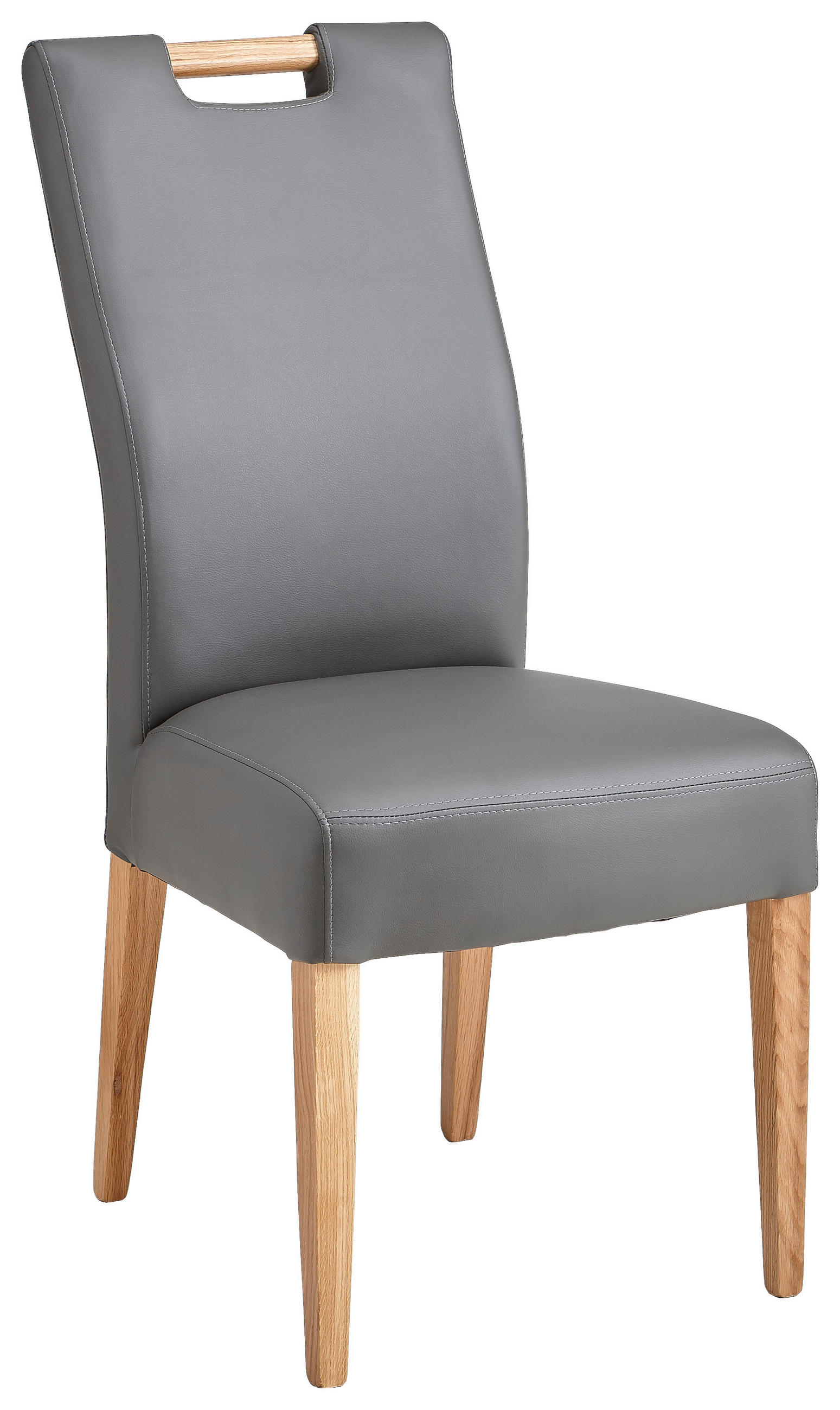 STUHL  in Lederlook Holz, Textil  - Eichefarben/Grau, KONVENTIONELL, Holz/Textil (47/100/47cm) - Cantus