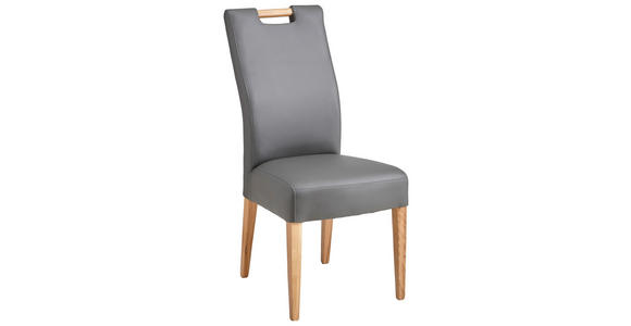 STUHL , Stoffauswahl , Lederlook  - Eichefarben/Grau, KONVENTIONELL, Holz/Textil (47/100/47cm) - Cantus