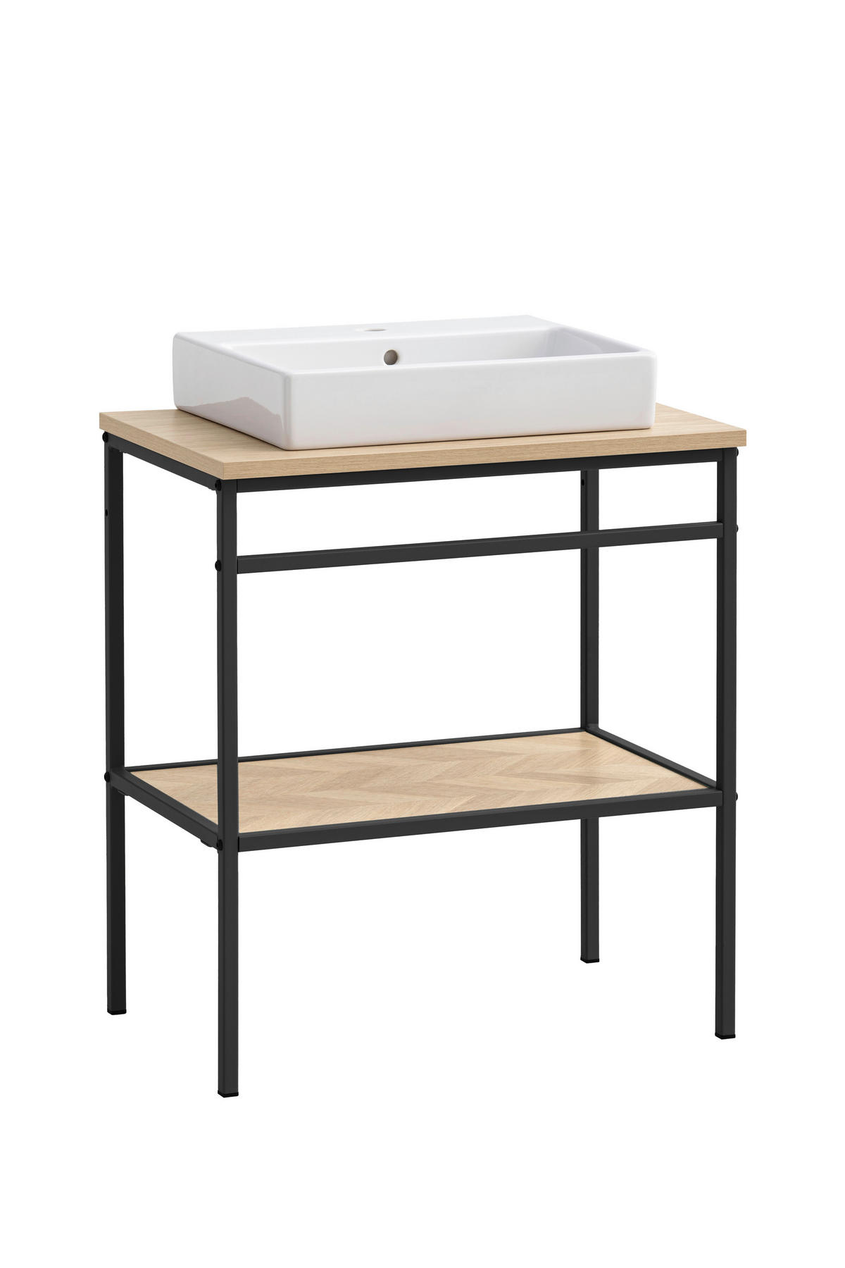 WASCHTISCHKOMBI 70 cm  - Eichefarben/Schwarz, KONVENTIONELL, Keramik/Holzwerkstoff (70cm)