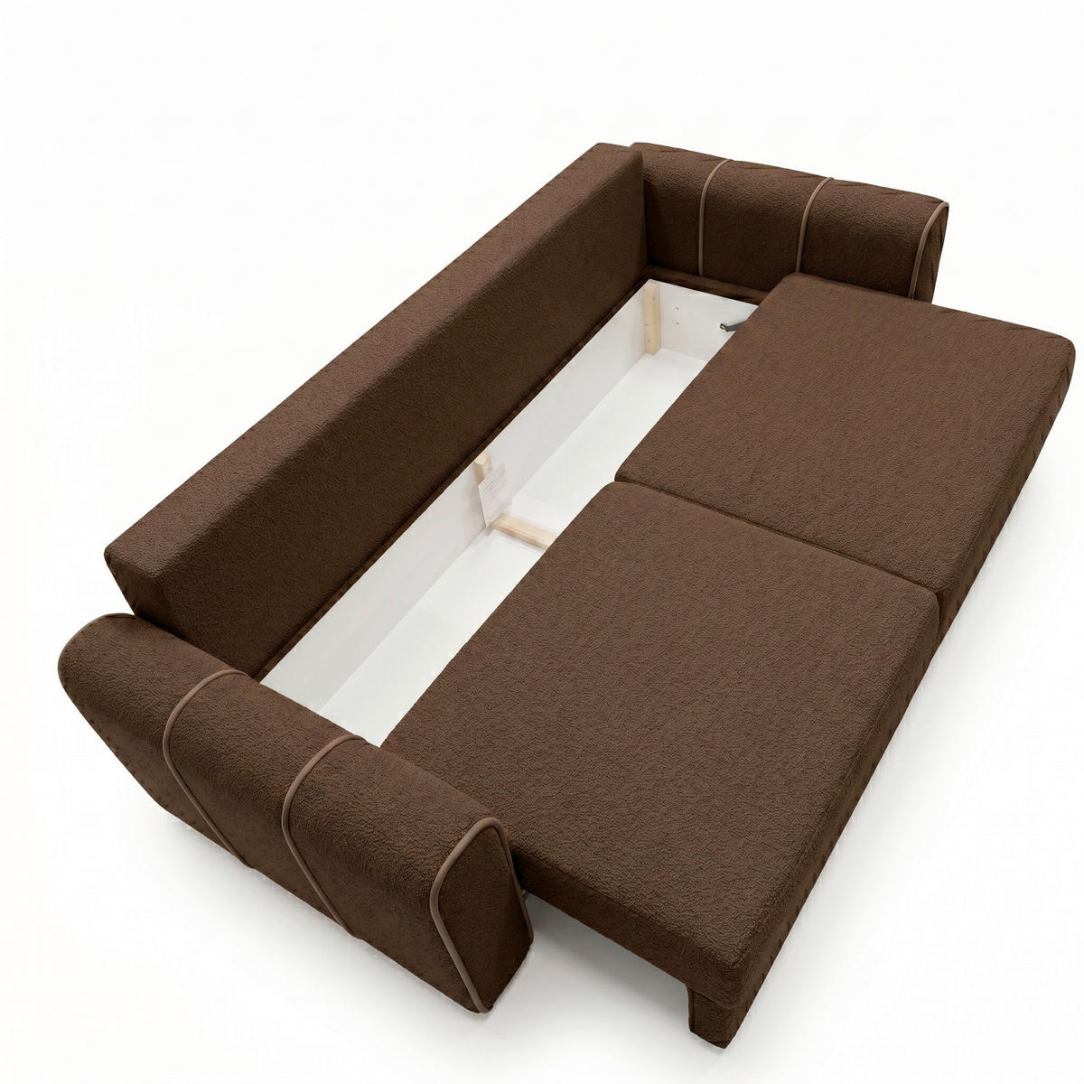 SCHLAFSOFA KIARA Bouclé Braun  inkl.  - Schwarz/Braun, Design, Kunststoff/Textil (235/100/100cm) - MID.YOU