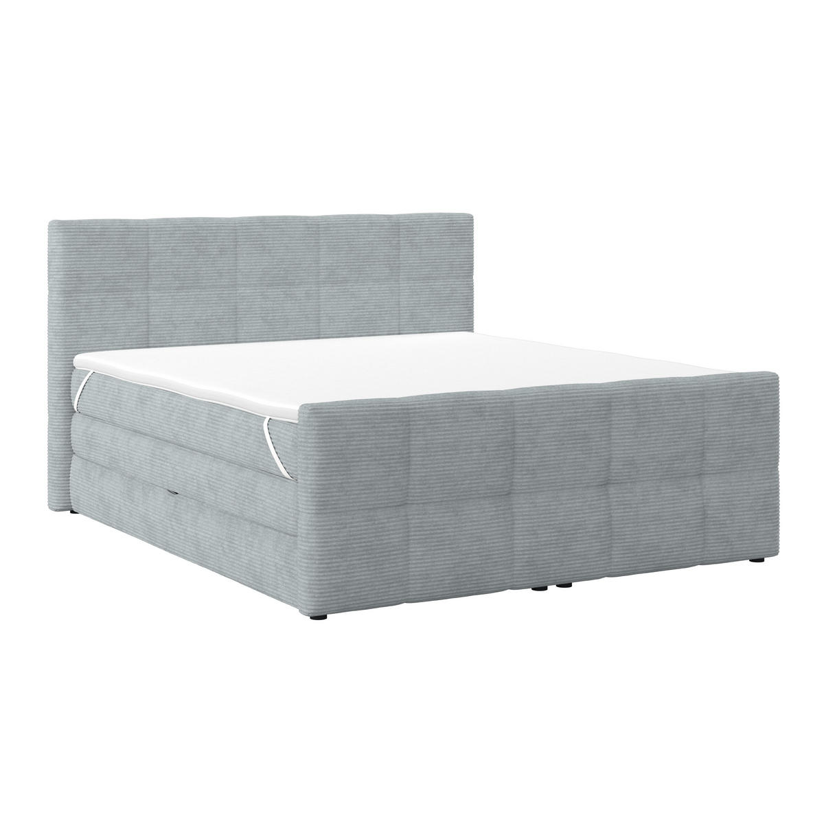 BOXSPRINGBETT 160/200 cm,  in Silberfarben, gepolstertes Kopfteil, Bettkasten, Topper, Matratzen, H2 + H2 = mittel  - Silberfarben, KONVENTIONELL, Holz/Holzwerkstoff (160/200cm)