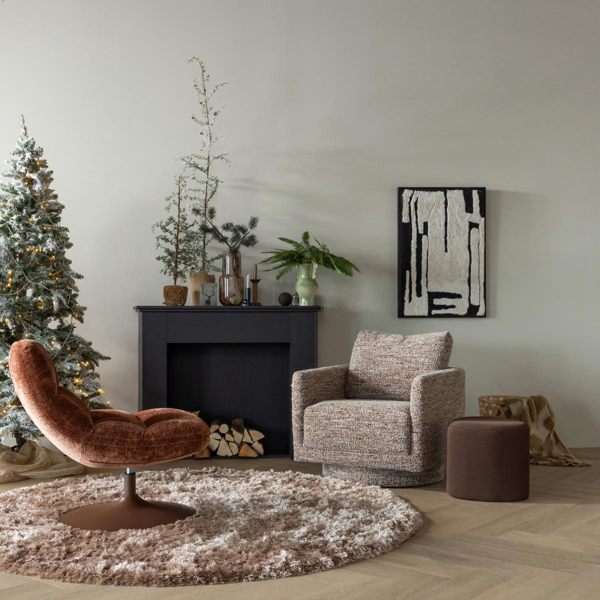 SESSEL in Bouclé Braun  - Braun, Design, Textil (78/64/79cm) - Livetastic