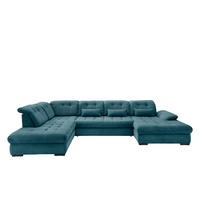 WOHNLANDSCHAFT Cord Petrol  - Petrol/Schwarz, Modern, Textil/Metall (252/387/184cm) - Livetastic