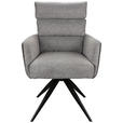 ARMLEHNSTUHL  Sitzfläche 360° drehbar Leinenoptik  - Anthrazit/Hellgrau, Design, Textil/Metall (60/93/68cm) - Novel