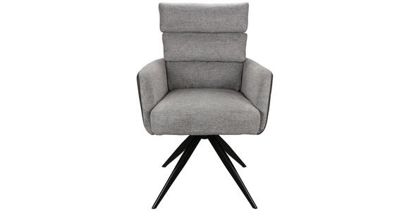 ARMLEHNSTUHL  Sitzfläche 360° drehbar Leinenoptik  - Anthrazit/Hellgrau, Design, Textil/Metall (60/93/68cm) - Novel