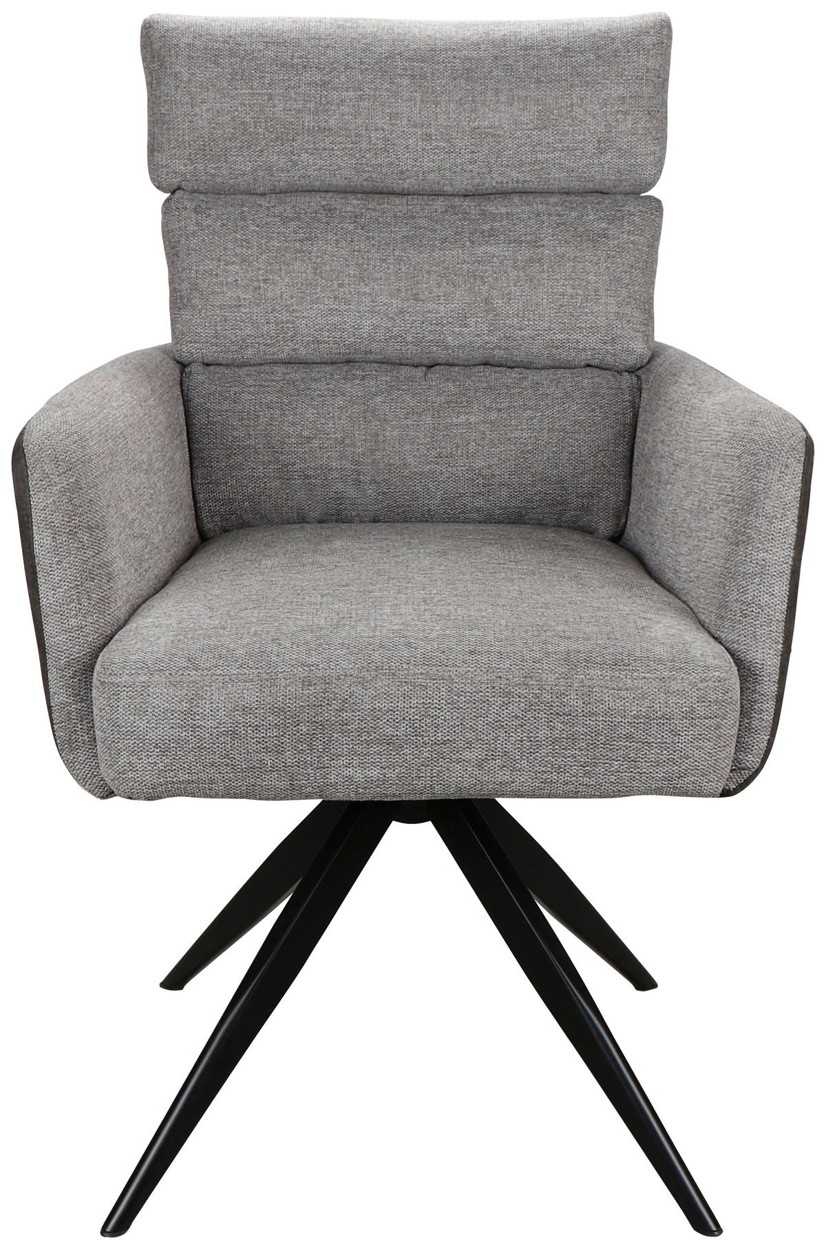 ARMLEHNSTUHL , Sitzfläche 360° drehbar , Leinenoptik  - Anthrazit/Hellgrau, Design, Textil/Metall (60/93/68cm) - Novel
