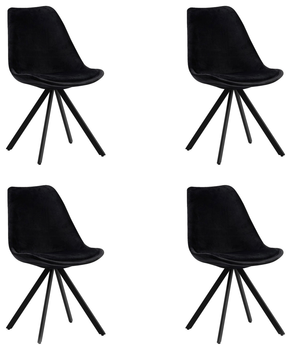 SADA ŽIDLÍ 4 kusy - černá, Konvenční, kov/textil (50/83/51cm) - MID.YOU