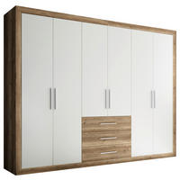 DREHTÜRENSCHRANK 289/225/59 cm,  in Weiß, Eichefarben, 6-türig  - Eichefarben/Silberfarben, MODERN, Holzwerkstoff/Kunststoff (289/225/59cm) - MID.YOU