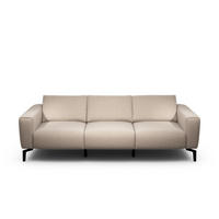 3-SITZER-SOFA Chenille Sandfarben  - Sandfarben/Schwarz, Design, Textil/Metall (250/86/86-94cm) - SENSOO