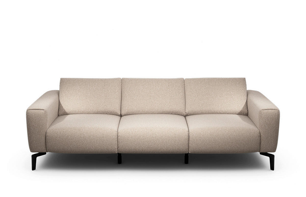 3-SITZER-SOFA Chenille Sandfarben  - Sandfarben/Schwarz, Design, Textil/Metall (250/86/86-94cm) - SENSOO