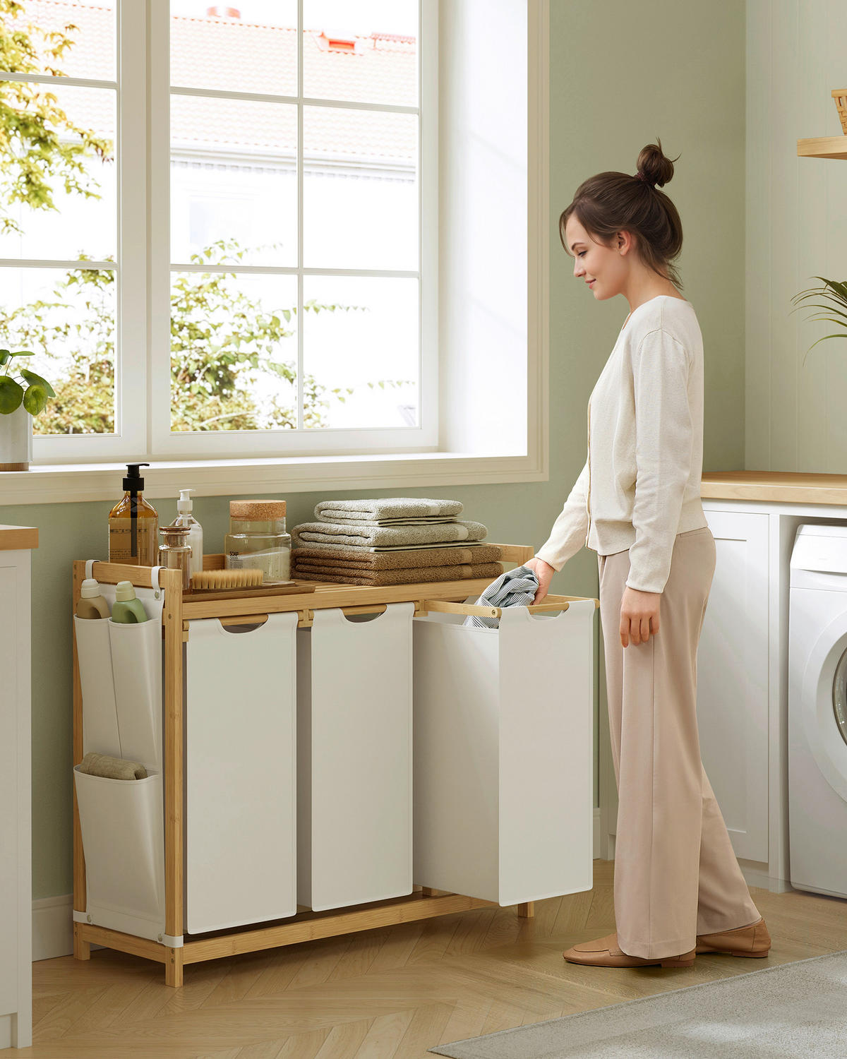 WÄSCHEKORB - Ecru, Basics, Naturmaterialien/Textil (94/78/33cm)