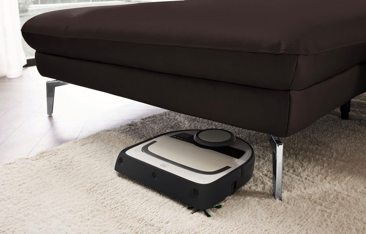 ECKSOFA in Echtleder Braun  - Schwarz/Braun, Design, Leder/Metall (157/325cm) - Dieter Knoll