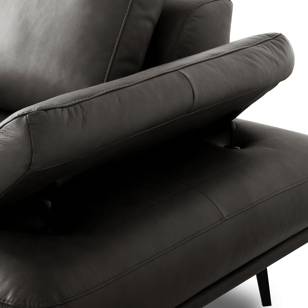 ECKSOFA  in Echtleder Anthrazit  237/306 cm  - Anthrazit/Schwarz, Design, Leder/Metall (237/306cm) - Livetastic