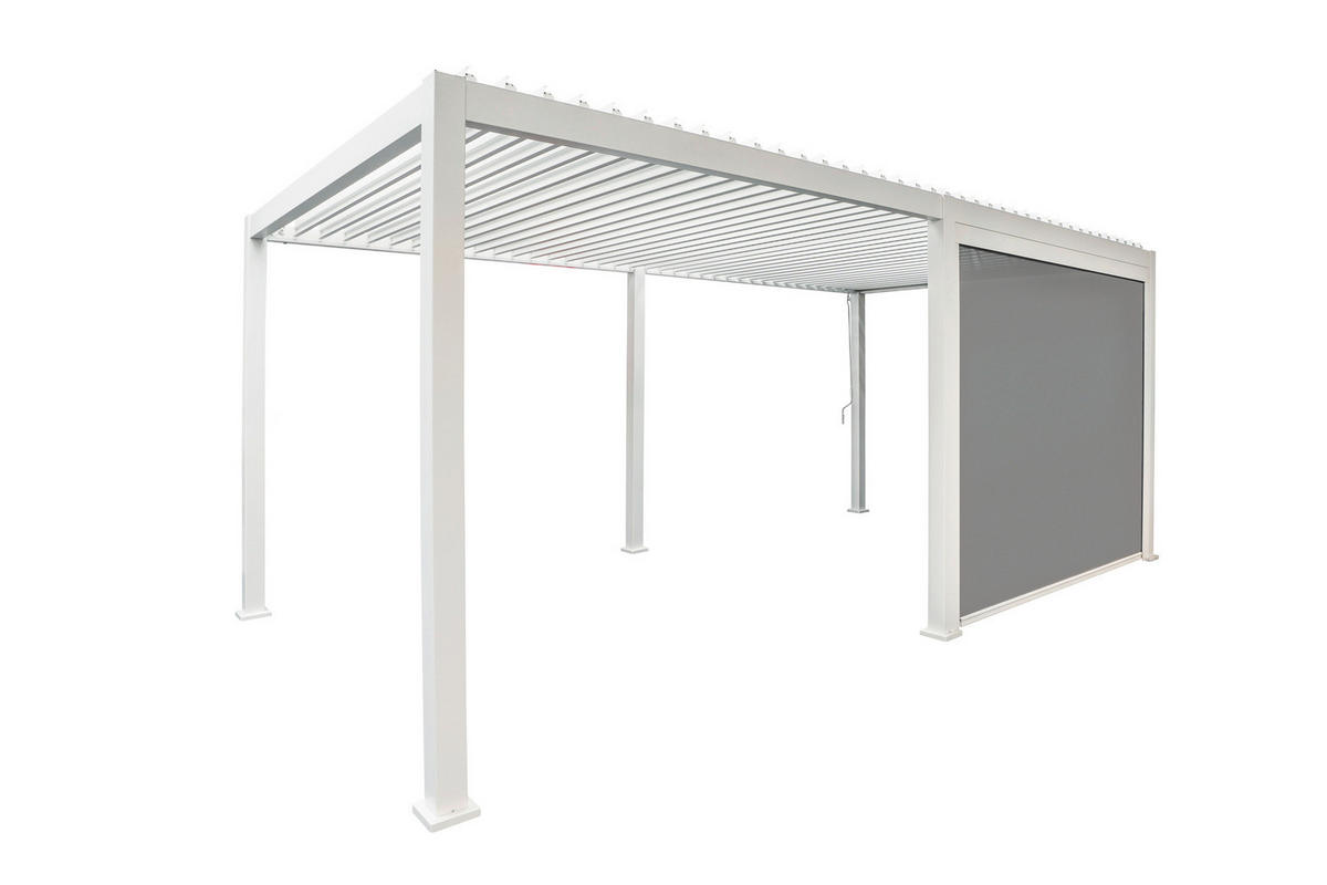 PERGOLA-ROLLO 400/250/10 cm  - Weiß/Grau, MODERN, Textil/Metall (400/250/10cm) - Gardenson
