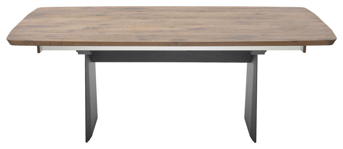 ESSTISCH Nussbaumfarben bootsförmig  ausziehbar, in verschiedenen Größen erhältlich, in verschiedenen Holzarten erhältlich  - Nussbaumfarben/Schwarz, Design, Holz/Metall (200-280/100/76cm) - Musterring